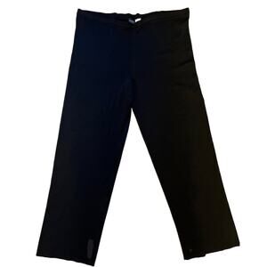 Eileen Fisher Black Silk Cotton Straight Pants Pull On Elastic Waist XL NWT
